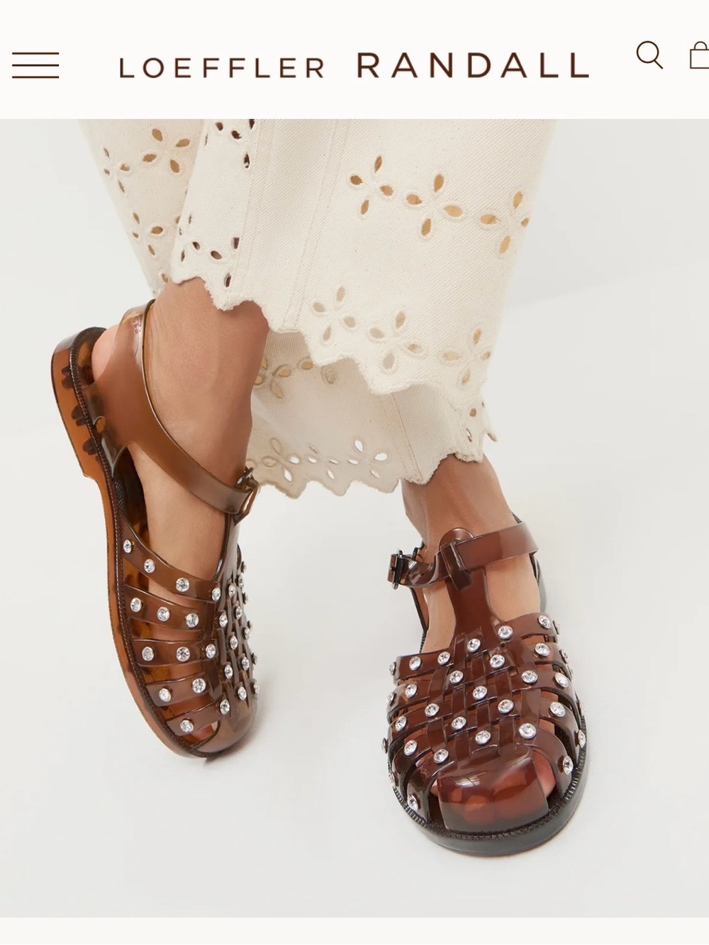 Loeffler Randall Brown Studded Jelly Fisherman Sandals - Picture 1 of 3